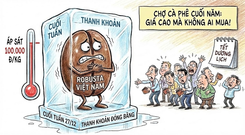 Robusta Việt Nam cuối tuần 27/12: Giá nội địa áp sát mốc 100.000 đ/kg, thanh khoản 